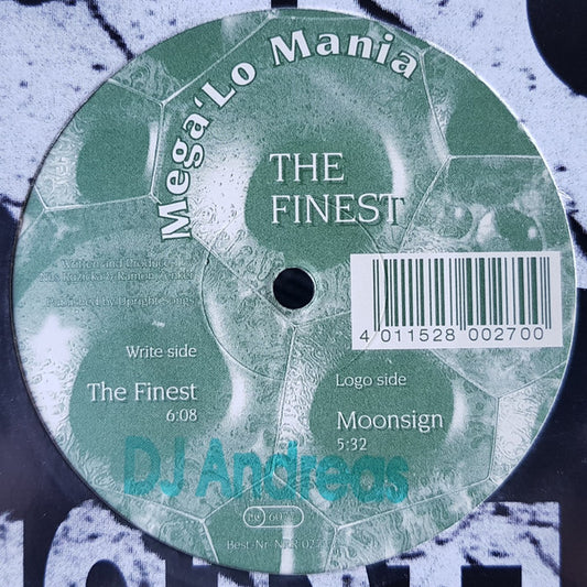Image of Front Cover of 12" - G+/G - MEGA 'LO MANIA, The Finest (No Respect Records; NRR 027, Germany 1994, Die Cut Company Sleeve), Disc heavily hairlines with some light marks. Sleeve has damaged corners and creasing.,  - 1616017C