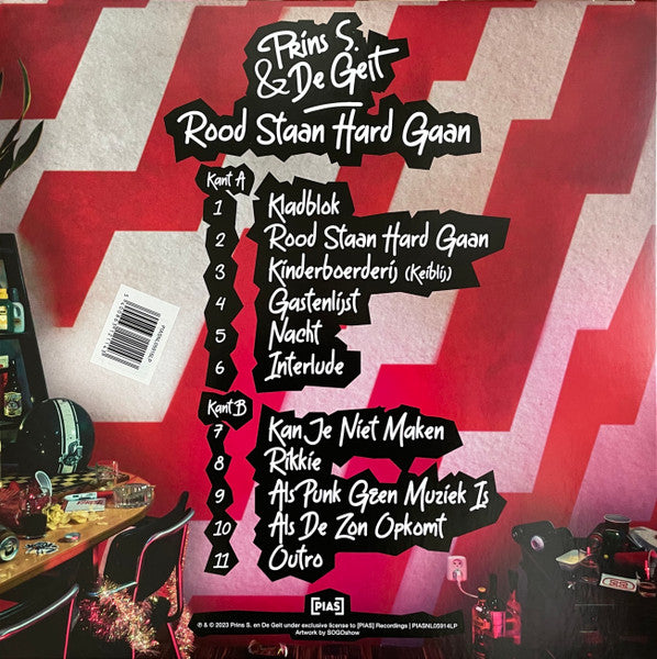 Image of Back Cover of LP - EX/VG+ - PRINS S. EN DE GEIT, Rood Staan Hard Gaan ([PIAS]; PIASNL05914LP, Netherlands 2023, Inner, Red Vinyl), Seal opened instore, still in shrinkwrap.,  - 1646036S