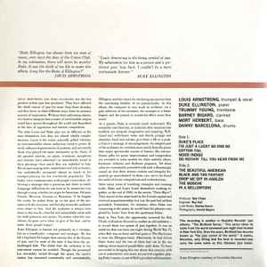 Image of Back Cover of LP - VG+/VG+ - LOUIS ARMSTRONG & DUKE ELLINGTON, Recording Together For The First Time (Roulette; SR52074, USA & Europe 2016 Reissue, Gatefold, 180 Gram Vinyl), ,  - 1646016S