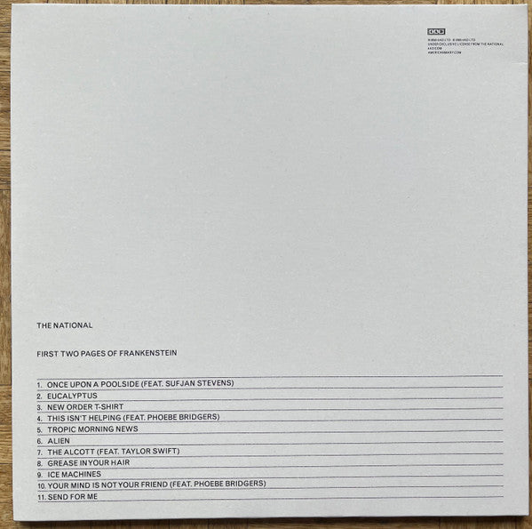 Image of Back Cover of LP - VG+/VG+ - THE NATIONAL, First Two Pages Of Frankenstein (4AD; 4AD0566LP, Europe 2023, Gatefold, Inner, Red Vinyl Optimal Pressing), ,  - 1616131C