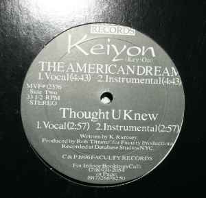 Image of Label Cover of 12" - EX/EX - KEIYON, So Glad You Chose Me / The American Dream / Thought U Knew (Faculty Records; MVF#12376, US 1996), Sleeve still in shrink (opened).,  - 1626121E