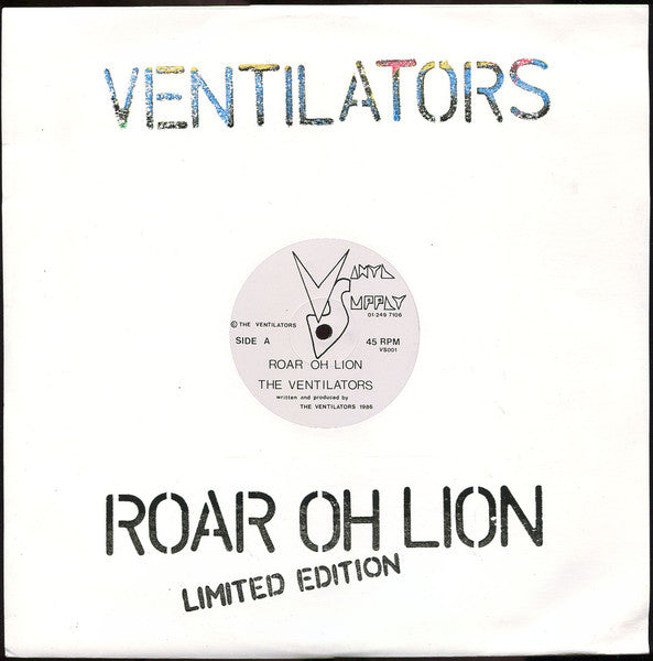 Image of Front Cover of 12" - G+/VG+ - THE VENTILATORS, Roar Oh Lion / Soldier Of Jah (Vinyl Supply; VS001, UK 1986, Printed plain sleeve.), Lightest of marks. Strong VG+. Wear to back of sleeve,  - 1626130E