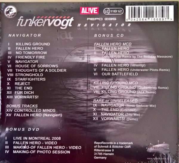 Image of Back Cover of 3xCD - VG/VG - FUNKER VOGT, Navigator - Collector's Edition (RepoRecords; REPO 035, Germany 2017 Reissue, Triple Digipak), ,  - 1636085E