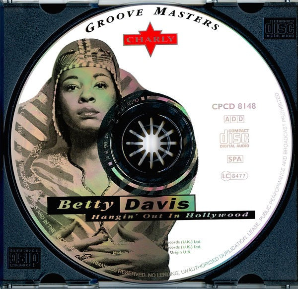 Image of Label Cover of CD - VG+/VG+ - BETTY DAVIS, Hangin' Out In Hollywood (Charly Records; CPCD 8148, UK 1996), ,  - 1616282C