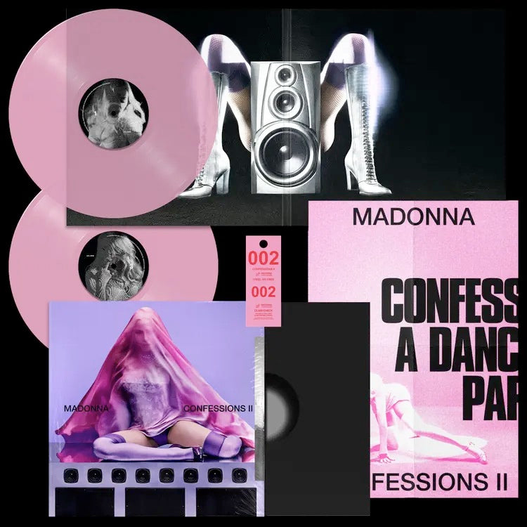 Image of Front Cover of 2xLP - NEW/NEW - MADONNA, Confessions II (Warner; 0093624822417, UK 2026, Gatefold, Inner, Poster, Translucent Pink Vinyl), , The new album is the continuation of the iconic counterpart Confessions on a Dance Floor. Madonna sums up her new record best by quoting the first few lines of her song, One Step Away, “People think that dance music is superficial, but they’ve got it all wrong. The dance floor is not just a place, it’s a threshold: A ritualistic space where movement replaces l