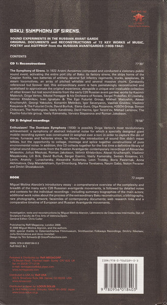 Image of Back Cover of 2xCD - VG/VG+ - VARIOUS, Baku: Symphony Of Sirens. (Sound Experiments In The Russian Avant Garde) (ReR Megacorp; ReR RAG 1&2, UK 2008, Book Sleeve), ,  - 1636162E