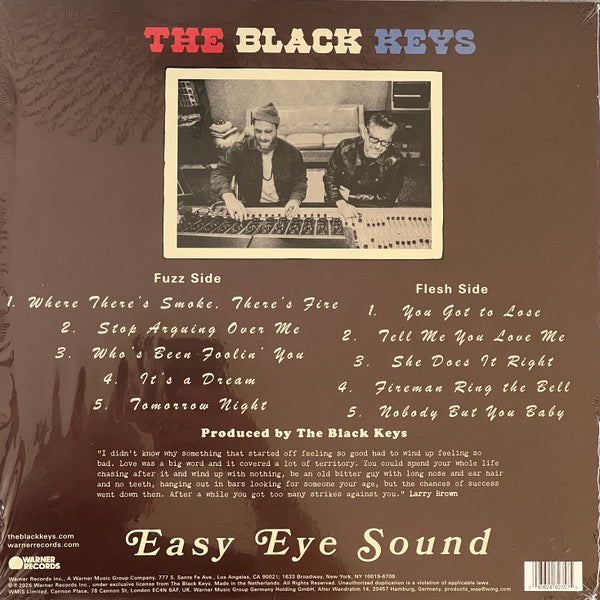 Image of Back Cover of LP - NEW/NEW - THE BLACK KEYS, Peaches! (Warner Bros; 93624823575, UK 2026, 140g White vinyl), , The Black Keys Peaches! is the Akron duo s fourteenth studio album (their sixth since 2019), a visceral and raw 10-song collection described by singer Dan Auerbach as the band s  most natural record  since their 2002 debut, The Big Come Up. In similar DIY spirit, the album was recorded with all musicians playing in the same room with few overdubs, and is the first record mixed entirely by 