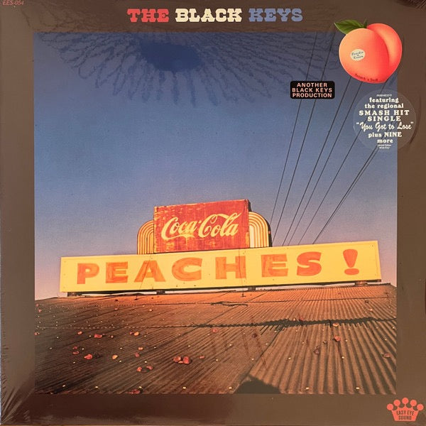 Image of Front Cover of LP - NEW/NEW - THE BLACK KEYS, Peaches! (Warner Bros; 93624823575, UK 2026, 140g White vinyl), , The Black Keys Peaches! is the Akron duo s fourteenth studio album (their sixth since 2019), a visceral and raw 10-song collection described by singer Dan Auerbach as the band s  most natural record  since their 2002 debut, The Big Come Up. In similar DIY spirit, the album was recorded with all musicians playing in the same room with few overdubs, and is the first record mixed entirely by