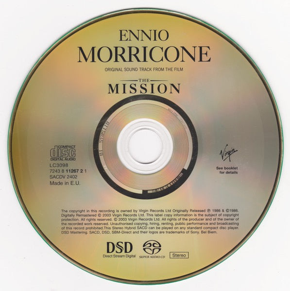 Image of Label Cover of SACD - VG+/EX - ENNIO MORRICONE, The Mission (Original Soundtrack From The Film) (Virgin; SACDV 2402, UK & Europe 2003), Promo sticker over barcode.,  - 1616346C