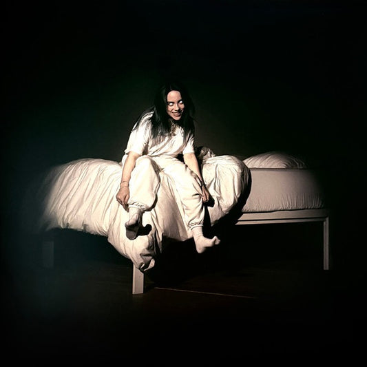 Image of Front Cover of LP - NEW/NEW - BILLIE EILISH, WHEN WE ALL FALL ASLEEP, WHERE DO WE GO? (Universal; 9572362, UK 2026 Reissue, Baby Blue Vinyl), , First international pressing in baby blue. This record is made of BioVinyl, which prevents climate pollution by replacing the petroleum typically used in vinyl production with used cooking oil and waste gases. All paper and board-based packaging is FSC -certified and 100% recycled, and ink is raw and plant-based. Reusable, 100% recycled poly sleeves replace