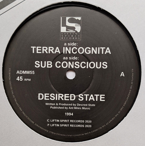 Image of Front Cover of 12" - VG+/VG+ - DESIRED STATE, Terra Incognita / Sub Conscious (Liftin' Spirit Records; ADMM55, UK 2020, Die Cut Company Sleeve), ,  - 1646222S