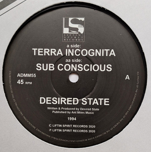 Image of Front Cover of 12" - VG+/VG+ - DESIRED STATE, Terra Incognita / Sub Conscious (Liftin' Spirit Records; ADMM55, UK 2020, Die Cut Company Sleeve), ,  - 1646222S