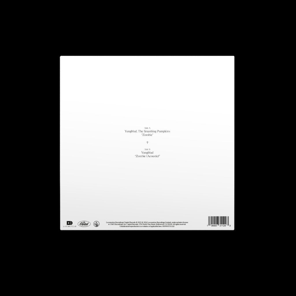 Image of Back Cover of 7" - NEW/NEW - YUNGBLUD, THE SMASHING PUMPKINS, Zombie (Island; 5731133, UK 2026, Standard Sleeve, White Vinyl), , Limited edition white 7  featuring a re-imagined version of Yungblud s Best Rock Song GRAMMY -nominated  Zombie  with The Smashing Pumpkins, and Yungblud s acoustic version, both on vinyl for the first time. - 1756030S
