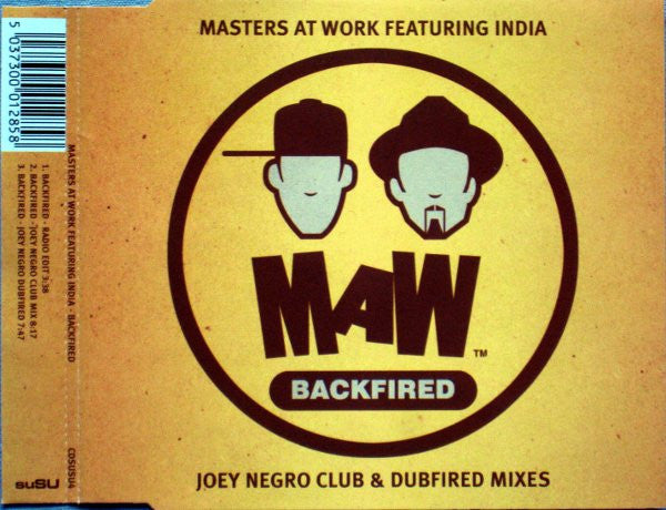 Image of Front Cover of CD - VG+/VG+ - MASTERS AT WORK FEATURING INDIA, Backfired (Joey Negro Club & Dubfired Mixes) (suSU; CDsuSU4, UK 2002, CD Single Case, Insert), ,  - 1636168E