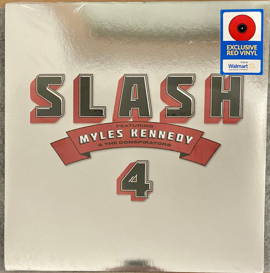 Image of Front Cover of LP - VG+/VG+ - SLASH FEATURING MYLES KENNEDY & THE CONSPIRATORS, 4 (BMG; 538696011, Worldwide 2022, Sleeve in Mirrorboard Slipcase, Inner & Insert, Guitar Pick, Red Vinyl), Still In Opened Shrinkwrap,  - 3246119S