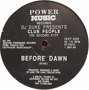 Image of Back Cover of 12" EP - /VG+ - DJ DUKE PRESENTS CLUB PEOPLE, The Second Step (Power Music Records; MU 004, US 1992), ,  - 2246076S