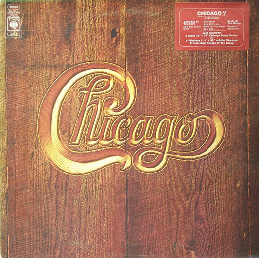 Image of Front Cover of LP - VG+/VG+ - CHICAGO, Chicago V (CBS; S 69018, UK 1972, Hype Stickered Gatefold Sleeve, Inner, 2 Posters), ,  - 1616381C