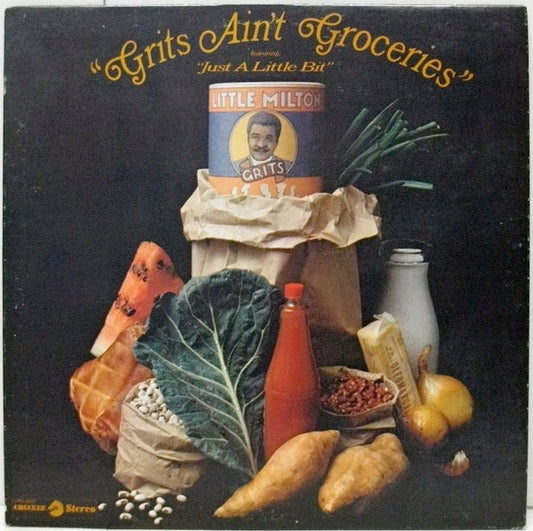 Image of Front Cover of LP - G+/VG - LITTLE MILTON, Grits Ain't Groceries (Featuring "Just A Little Bit") (Checker; LPS-3011, US 1969, Promo, Pasteback Sleeve, Stereo), Bottom seam tapped. Light marks to disc.,  - 1616392C
