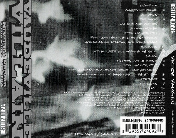 Image of Back Cover of CD - VG+/VG+ - VIKTOR VAUGHN, Vaudeville Villain (Sound-Ink; SIK 012, US 2003, Jewel Case, MF DOOM), ,  - 4216604C