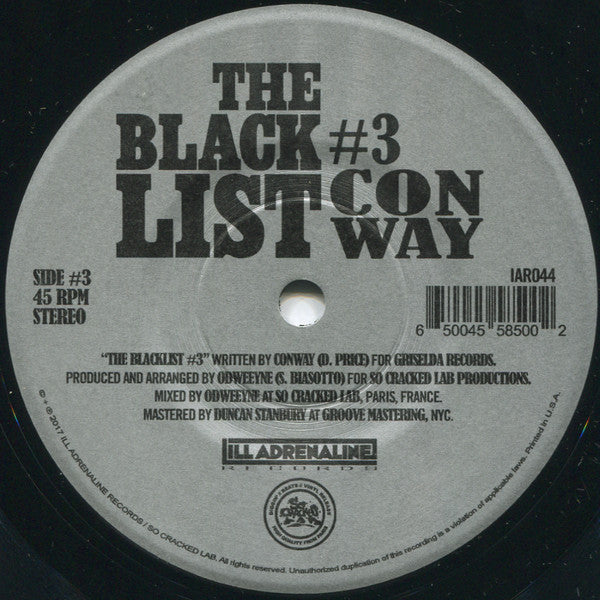 Image of Front Cover of 7" - /VG+ - CONWAY / NOLAN THE NINJA, The Blacklist #3 / The Blacklist #4 (Ill Adrenaline Records; IAR044, US 2017), ,  - 1616410C