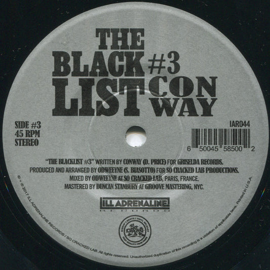 Image of Front Cover of 7" - /VG+ - CONWAY / NOLAN THE NINJA, The Blacklist #3 / The Blacklist #4 (Ill Adrenaline Records; IAR044, US 2017), ,  - 1616410C