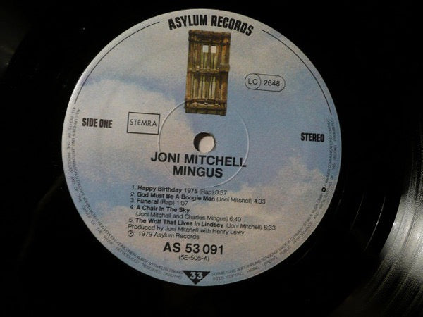 Image of Label Cover of LP - VG/VG+ - JONI MITCHELL, Mingus (Asylum Records With LC On Labels; AS 53 091, Europe 1979, Gatefold, STEMRA), Light wear at spine, Clean disc. ,  - 1616413C
