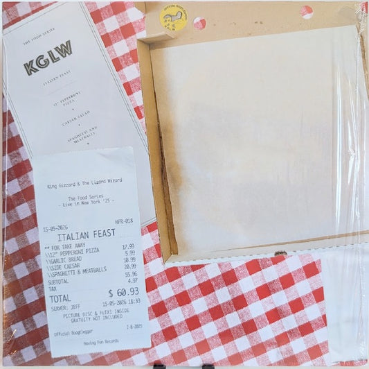 Image of Front Cover of LP - NEW/NEW - KING GIZZARD & THE LIZARD WIZARD, Italian Feast (Having Fun;  LPHVGF018X, UK 2026, Italian Feast Pizza & Spaghetti + Meatballs Picture Disc Vinyl, Caesar Salad flexi 7" + napkin), ,  - 2036045E
