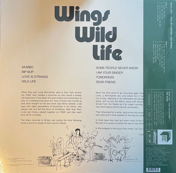 Image of Back Cover of LP - VG/EX - PAUL MCCARTNEY AND WINGS, Wild Life (Capitol Records ; 00602435611730, Worldwide 2023 Reissue, Inner & Certificate, Half-Speed Mastered, No Obi), Corner Bump,  - 1626302E