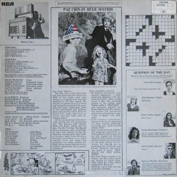 Image of Back Cover of LP - VG/VG+ - JEFFERSON AIRPLANE, Volunteers (RCA Victor With GEMA Box & LC On Labels; LSP 4238, Germany 1970s Reissue), ,  - 1616416C