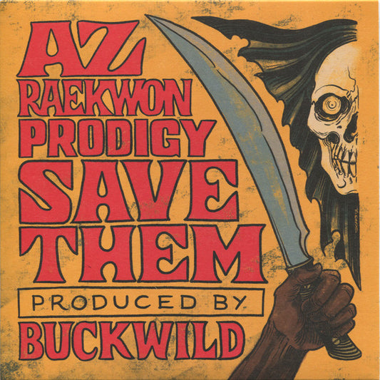 Image of Front Cover of 7" - VG+/VG+ - AZ, RAEKWON, PRODIGY, Save Them (Tuff Kong Records; TKR019, Italy 2018, Picture Sleeve, Red Vinyl), Sticker on plastic outer slightly ripped (numbered: 0312/1000),  - 1616451C