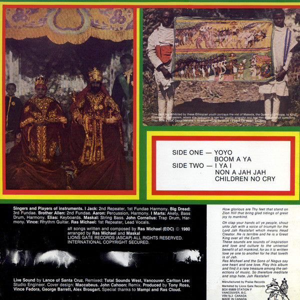 Image of Back Cover of LP - VG/VG - RAS MICHAEL & THE SONS & DAUGHTERS OF NEGUS, Promised Land Sounds - Rockin' Live Ruff N Tuff (Lion's Gate Records; LGR 1201, Canada 1980), Conservative grading, lovely copy.,  - 1626266E