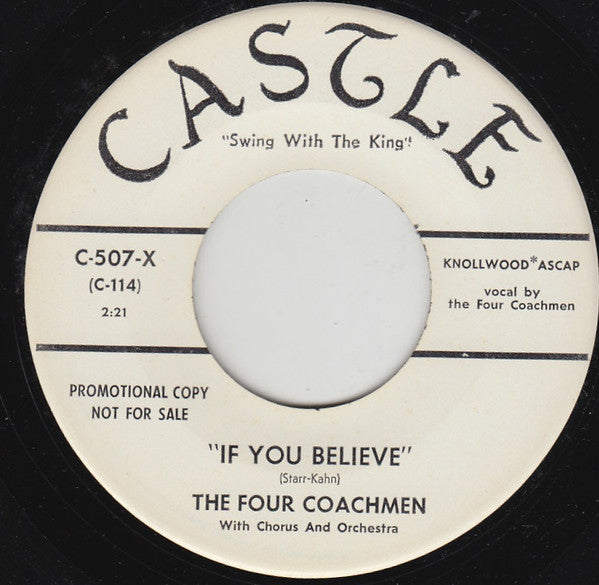 Image of Back Cover of 7" - /VG - THE FOUR COACHMEN, Nothing But Love, Love, Love (Castle; C-507-X, US 1959, Promo, Large Centre Hole), Strong VG,  - 1616418C