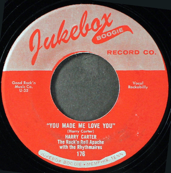 Image of Back Cover of 7" - /VG+ - HARRY CARTER THE ROCK  N ROLL APACHE WITH THE RHYTHMAIRES, I Don't Want You (Jukebox Boogie Records; 176, US Reissue, Large Centre Hole), ,  - 1616419C