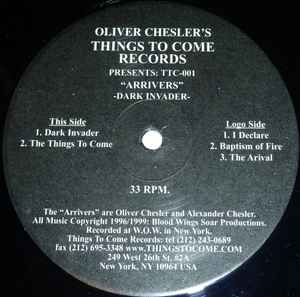 Image of Front Cover of 12" - VG+/VG+ - ARRIVERS, Dark Invader (Things To Come Records; TTC-001, US 1996, Stickered Plain Sleeve, Insert), Still In Opened Shrinkwrap,  - 1646287S