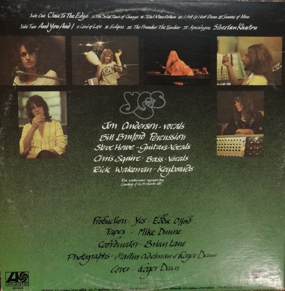 Image of Back Cover of LP - VG/VG - YES, Close To The Edge (Atlantic; SD 7244, US 1972, Textured Gatefold Sleeve, Inner, Monarch Pressing), ,  - 1626243E