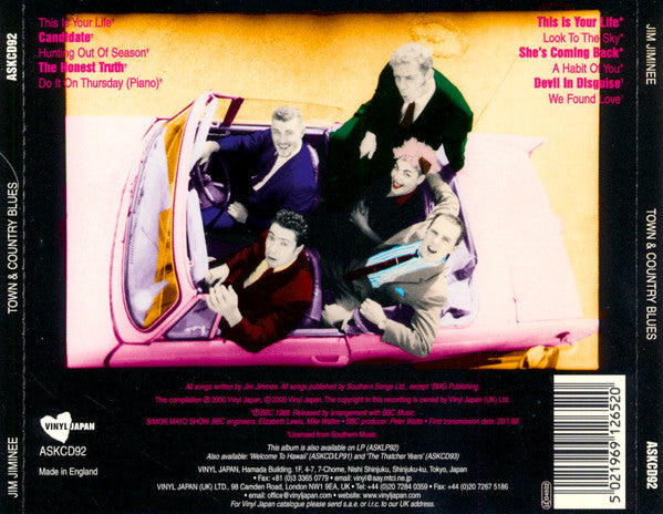 Image of Back Cover of CD - VG+/VG - JIM JIMINEE, Town & Country Blues (Vinyl Japan; ASKCD92, UK 2000, Jewel Case, Booklet), Light scratches but plays fine,  - 1636265E
