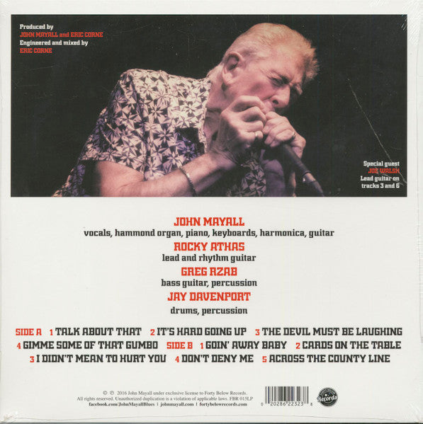 Image of Back Cover of LP - VG+/VG - JOHN MAYALL, Talk About That (Forty Below Records; FBR015LP, Worldwide 2017, Inner), Hairlines and surface marks.,  - 1626267E