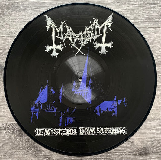 Image of Front Cover of LP - /VG+ - MAYHEM, De Mysteriis Dom Sathanas (Vinyl Maniacs; VMLP026, Sweden 2005 Reissue, Clear Plastic Sleeve, Picture disc), ,  - 1626339E