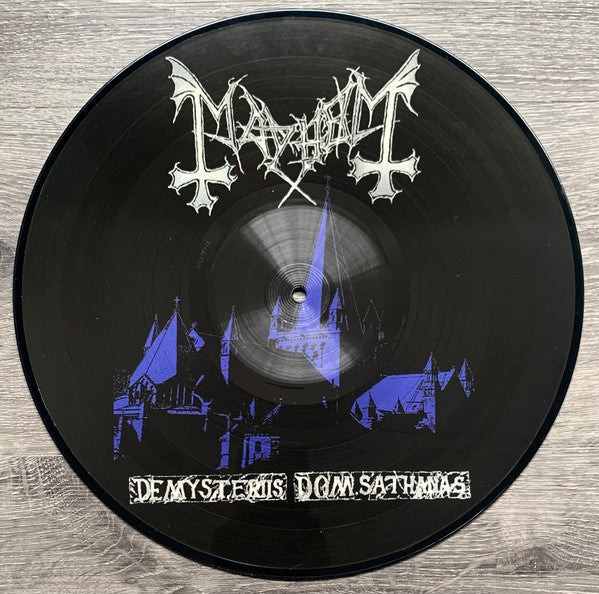 Image of Front Cover of LP - /VG+ - MAYHEM, De Mysteriis Dom Sathanas (Vinyl Maniacs; VMLP026, Sweden 2005 Reissue, Clear Plastic Sleeve, Picture disc), ,  - 1626339E