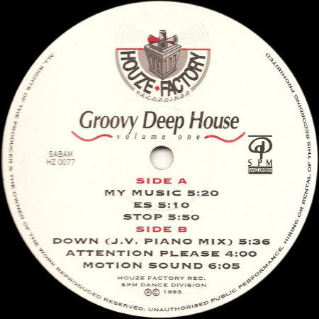 Image of Front Cover of 12" - VG/VG - GROOVY DEEP HOUSE, Volume One (Houze Factory ; HZ 0077, Belgium 1993, Die Cut Company Sleeve), highlighter pen on label - minor. original company sleeve,  - 1646354S