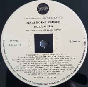 Image of Label Cover of LP - VG/VG+ - MARI BOINE PERSEN, Gula Gula (Real World Records; RWLP13, Europe 1990, Inner, Stickered Sleeve), Edge Wear,  - 1646344S