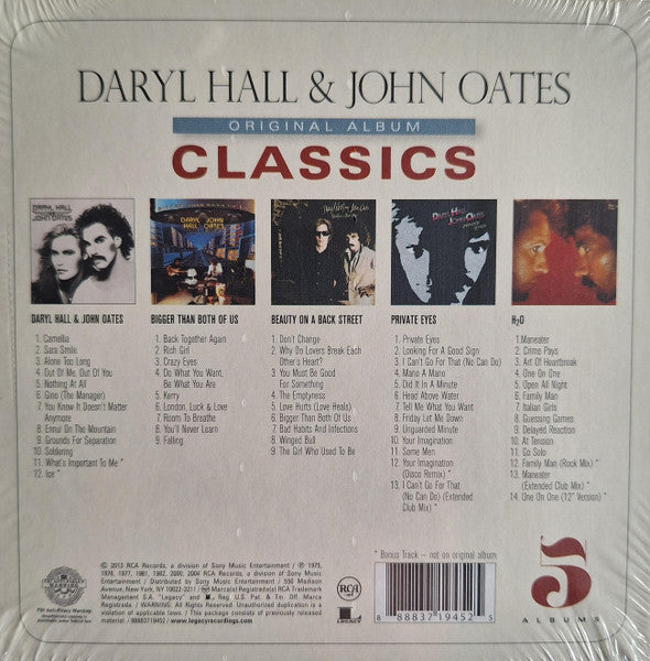 Image of Back Cover of 5xCD - VG+/VG - DARYL HALL & JOHN OATES, Original Album Classics (RCA; 88883719452, US 2013, Card Sleeve), Scratch on'Bigger Than Both of Us' disc.,  - 1736006E