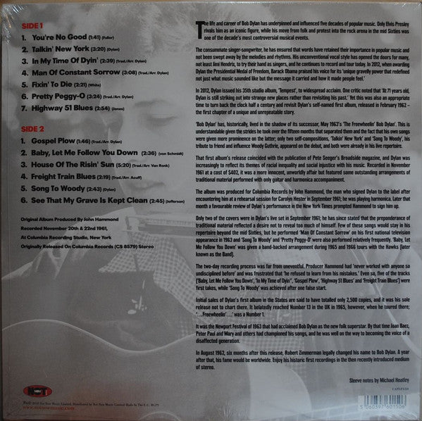 Image of Back Cover of LP - VG+/EX - BOB DYLAN, Bob Dylan (Not Now Music; CATLP150, UK 2018), ,  - 1726038E