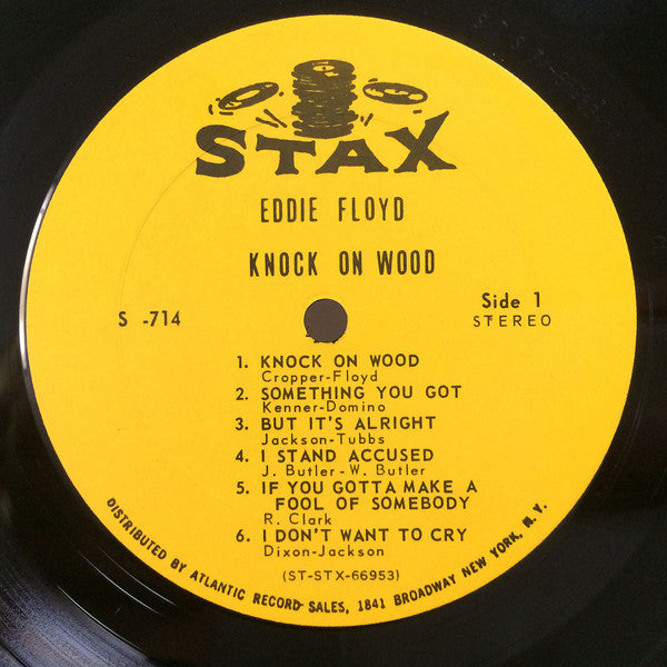 Image of Label Cover of LP - VG+/VG+ - EDDIE FLOYD, Knock On Wood (Stax; S 714, US 1967, Pitman pressing), Some streaky storage marks and a few very light hairlines. Very slightly bumped corners. Still in opened shrinkwrap.,  - 1726068E