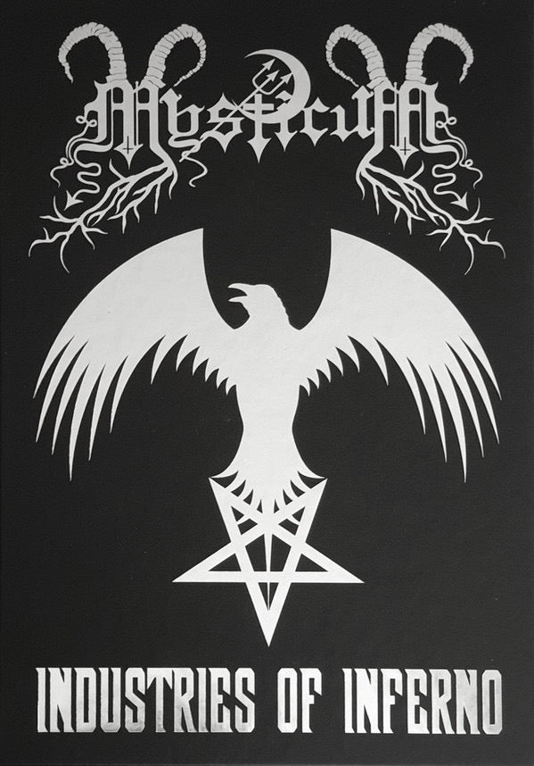 Image of Front Cover of 8xCassette - VG+/EX - MYSTICUM, Industries Of Inferno (Darkness Shall Rise Productions; DSR145, Germany 2022, Box Set, Book, 5 Posters), Back patch + one patch missing, everything else is in. ,  - 1636279E