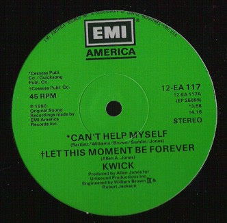 Image of Back Cover of 12" - /G+ - KWICK, We Ought To Be Dancing (EMI America; 12-EA 117, UK 1980, Plain Sleeve), Marks to disc. Plays well but click between b-side tracks. WOL.,  - 1716291C