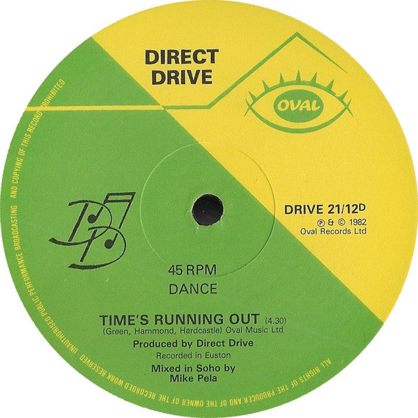 Image of Back Cover of 12" - /VG - DIRECT DRIVE, Time's Running Out (Oval; DRIVE 21/12, UK 1982, Company Sleeve), Light marks only. Generic sleeve.,  - 3526022E