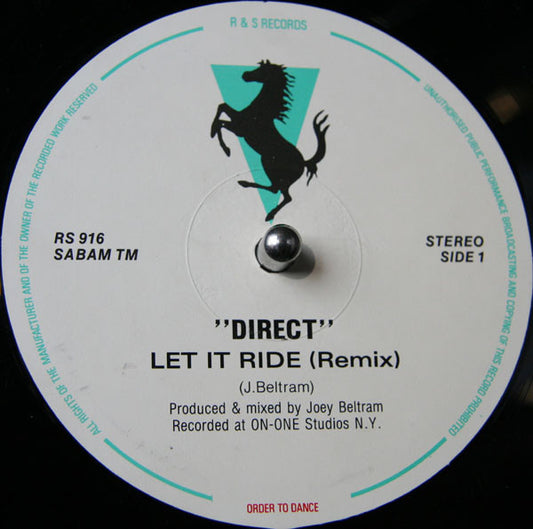 Image of Front Cover of 12" - VG/VG+ - DIRECT, Let It Ride (Remix) (R & S Records ; RS 916, Belgium 1990, Die Cut Company Sleeve), original company sleeve. one or two hairlines - still VG+. highlighter on label - minor,  - 1746057S