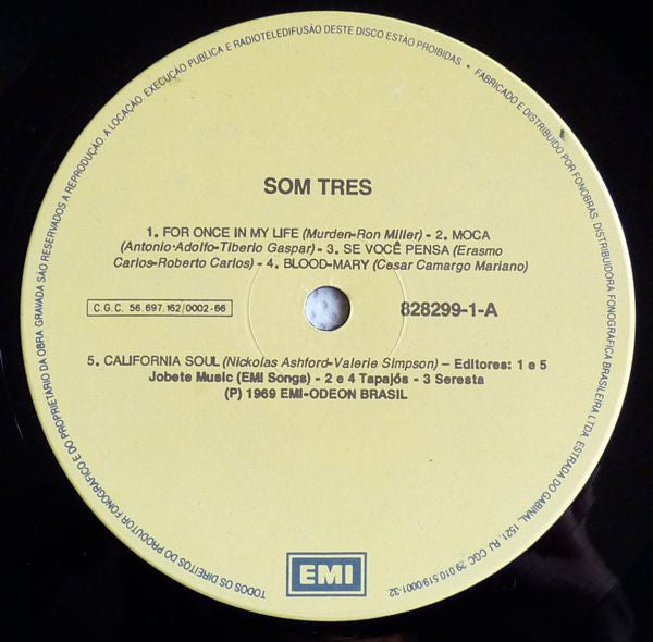 Image of Label Cover of LP - VG/VG - SOM TRES, Som 3 (EMI; 064 828299 1, Brazil 1993 Reissue), ,  - 1726078E