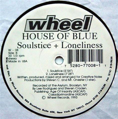 Image of Back Cover of 12" - VG+/G+ - HOUSE OF BLUE, Oblique (Wheel Records; W - 08, US 1993), Marks on side B, plays VG/VG+. Sleeve still in opened shrinkwrap.,  - 1746087S